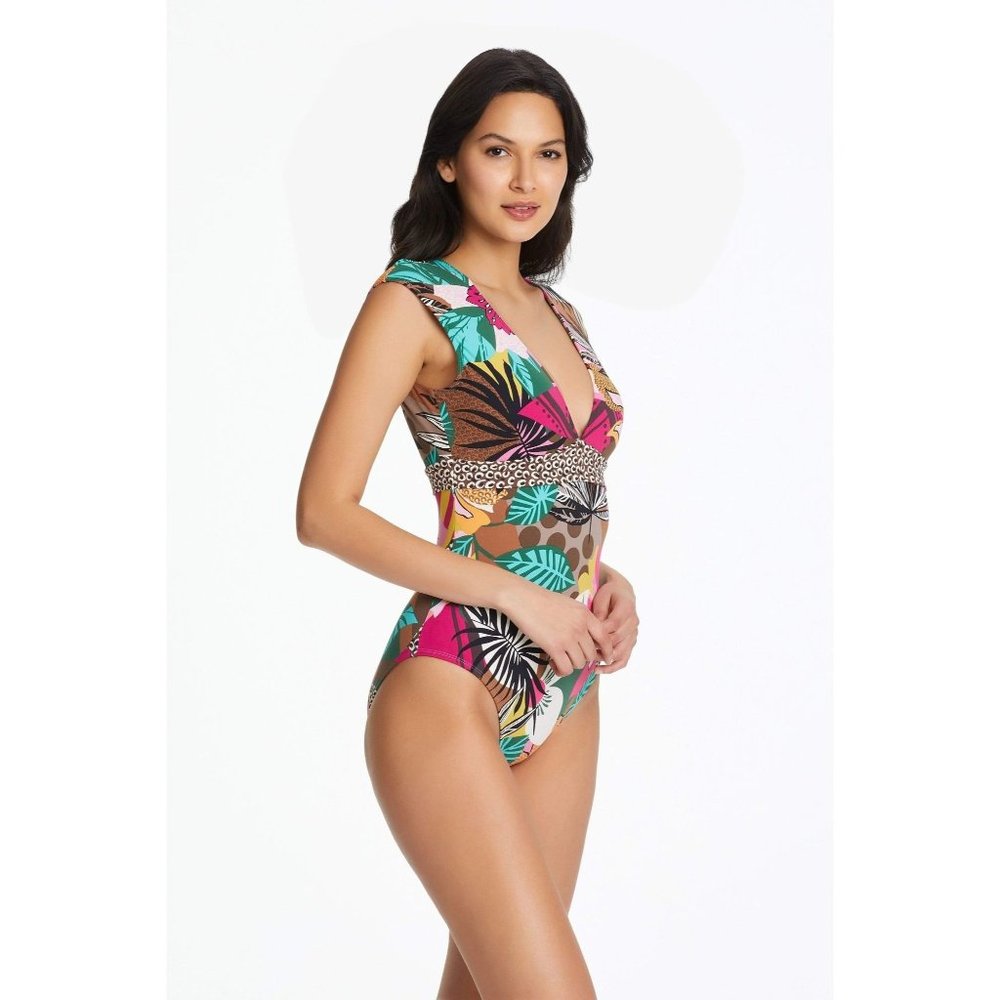 Bleu Rod Beattie Run Wild Cap Sleeve One Piece Swimsuit 8 NEW